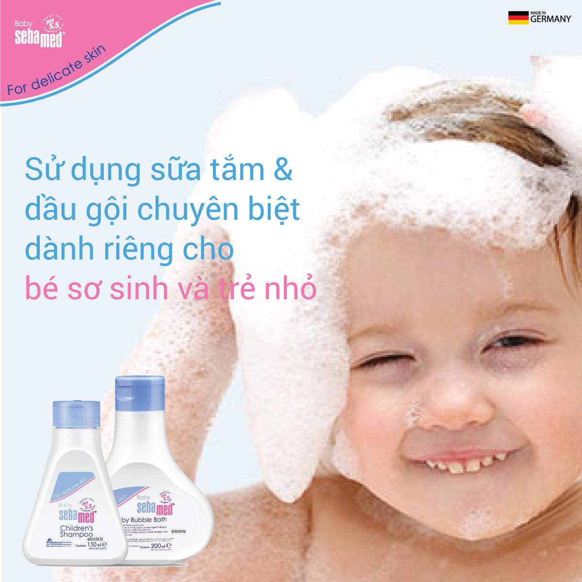 Sebamed Baby Bubble su dung sua tam dau goi rieng biet danh rieng cho be so sinh - 5 - Sebamed