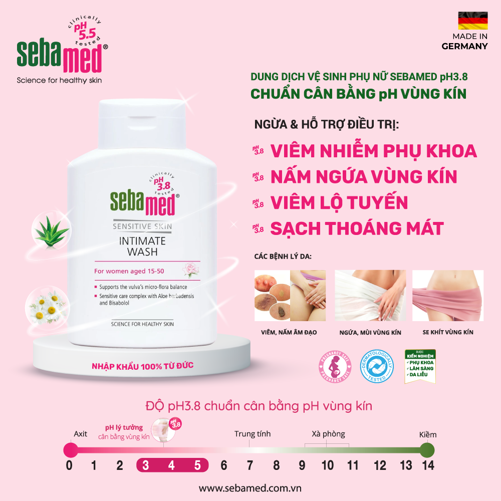 Dung Dịch Vệ Sinh Phụ Nữ Sebamed Ngừa Viêm Nhiễm Vùng Kín 1 - 1 Dung dịch vệ sinh phụ nữ Sebamed pH3.8