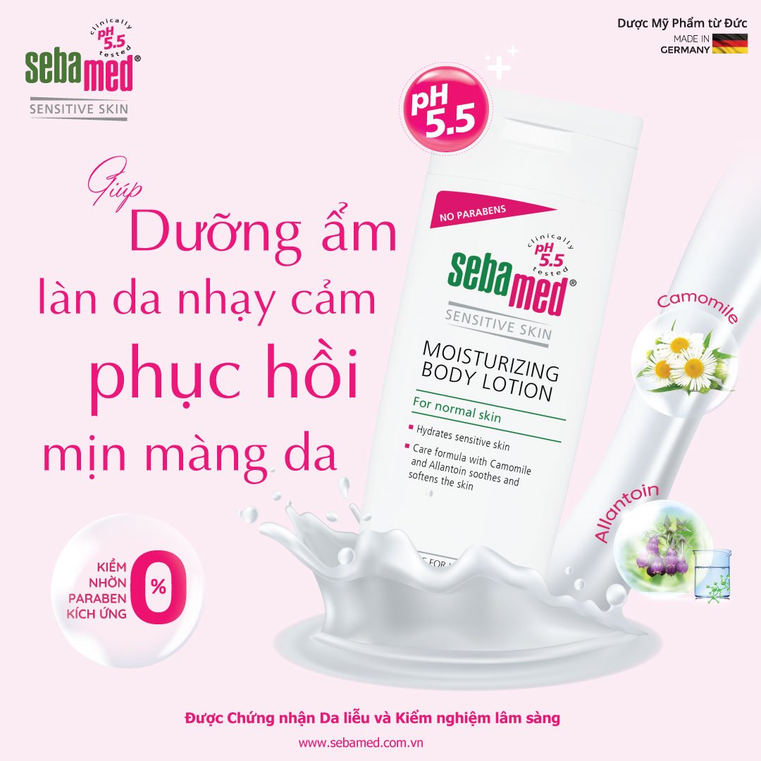 Sữa dưỡng thể cấp ẩm toàn thân cho da nhạy cảm Sebamed pH5.5 (200ml) 1 - 1 Sữa dưỡng thể cho da nhạy cảm Sebamed pH5.5