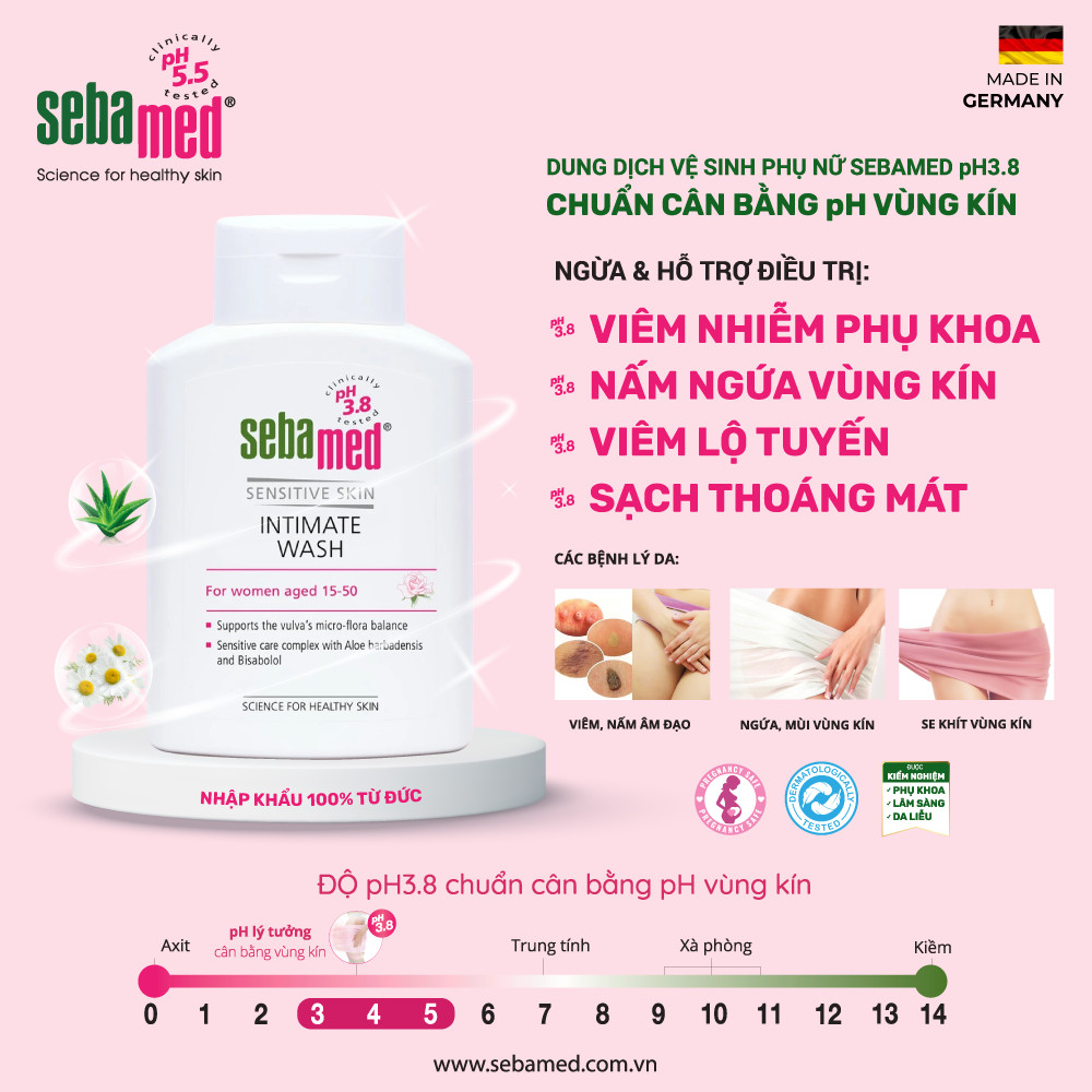 6 Bí quyết giúp chị em cân bằng pH vùng kín tự nhiên 3 - 3 Dung dịch vệ sinh phụ nữ Sebamed pH3.8