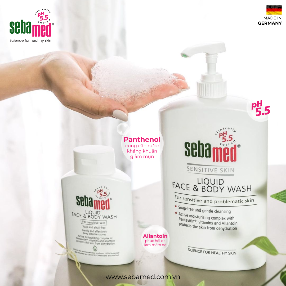 Sữa rửa mặt và tắm toàn thân Sebamed pH5.5