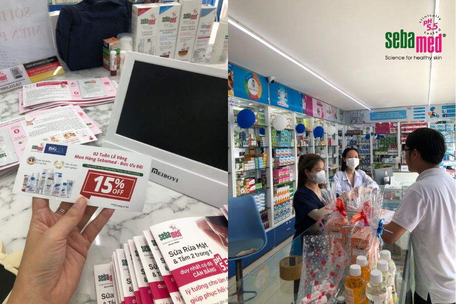 Event Soi Da, Tặng Sample, Training & Tuần Lễ Vàng Sebamed Tại Chuỗi Nhà Thuốc Lớn Bình Dương 8 - 8 Voucher và mẫu thử cho khách hàng khi mua hàng tại nhà thuốc