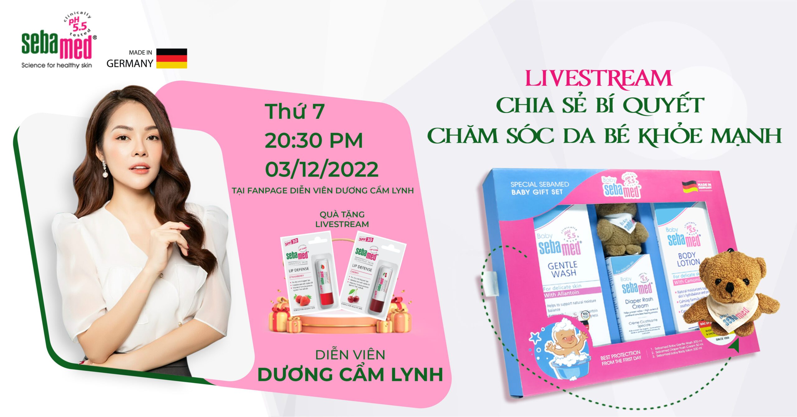 Livestream Chia sẻ bí quyết chăm sóc da bé khỏe mạnh cùng diễn viên Dương Cẩm Lynh