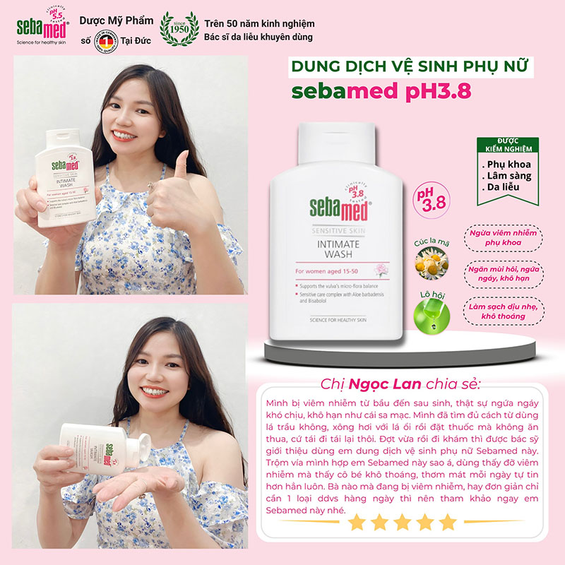 Dung vệ sinh phụ nữ Sebamed pH 3.8: Người vệ sĩ thầm lặng của các chị em 13 - 18 Cảm nhận chị Ngọc Lan sau khi sử dụng dung dịch vệ sinh phụ nữ Sebamed 3.8.