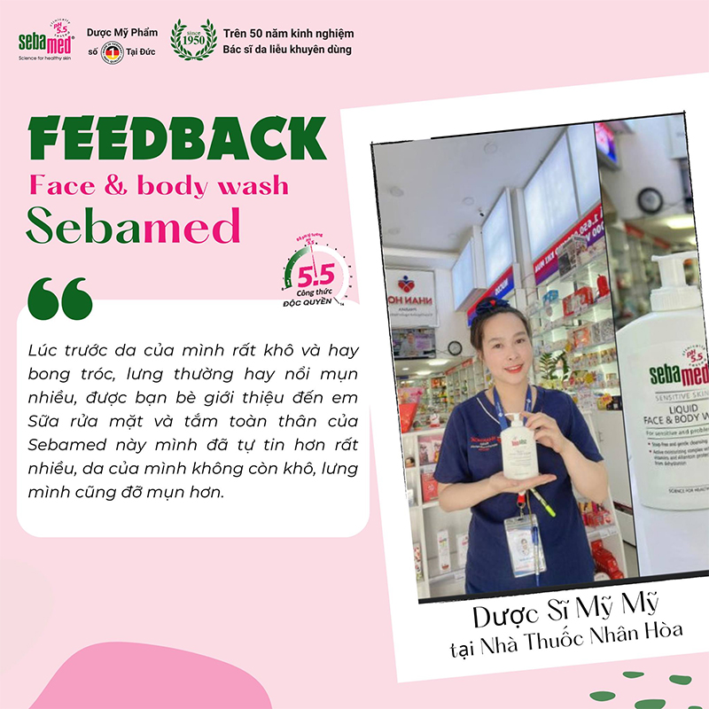 Sữa rửa mặt & tắm toàn thân Sebamed: Bí mật da khỏe từ Đức 15 - 16 Cảm nhận khách hàng sử dụng sữa rửa mặt và sữa tắm toàn thân Sebamed pH 5.5.