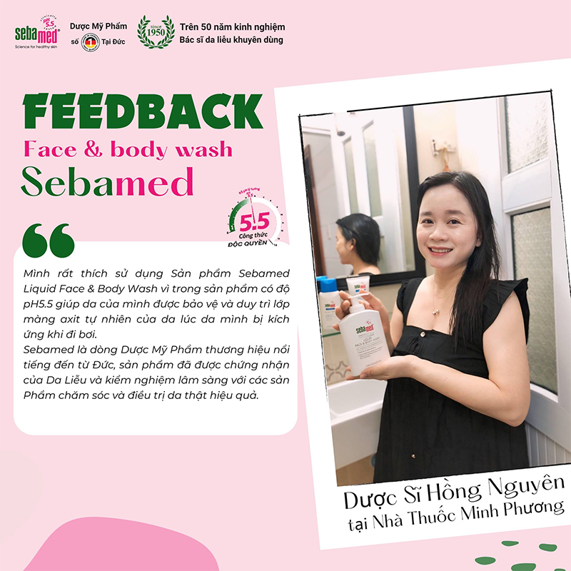 Sữa rửa mặt & tắm toàn thân Sebamed: Bí mật da khỏe từ Đức 17 - 18 Khách hàng phản hồi tích cực về sữa rửa mặt và sữa tắm toàn thân Sebamed pH 5.5.
