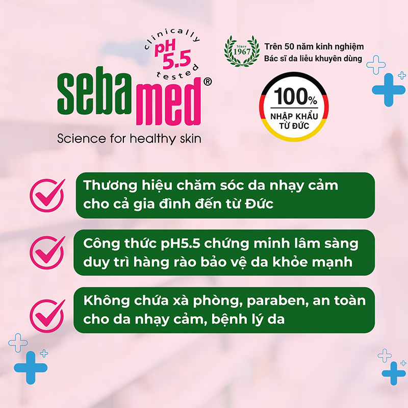 Sữa rửa mặt & tắm toàn thân Sebamed: Bí mật da khỏe từ Đức 9 - 10 Sữa rửa mặt và tắm toàn thân Sebamed không chứa paraben, không chứa parafin, phù hợp với nhiều loại da, kể cả da kích ứng, nhạy cảm.